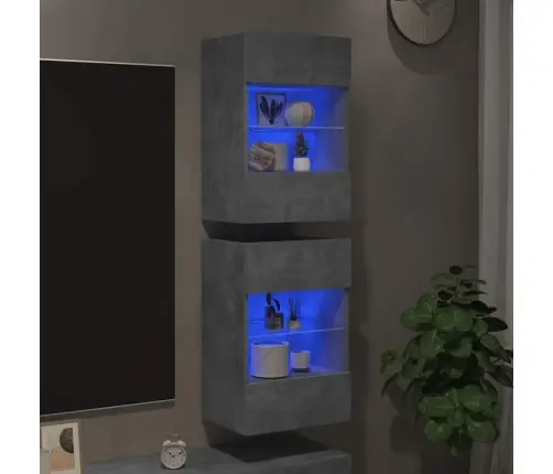 Sienas Skapīši Ar Led Apgaismojumu Televizoram, 2 Gab., Betona Pelēki, 40X30X60,5Cm Vidaxl