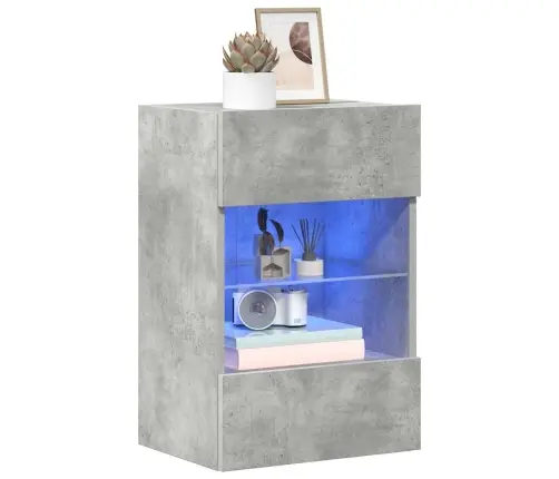 Sienas Skapīši Ar Led Apgaismojumu Televizoram, 2 Gab., Betona Pelēki, 40X30X60,5Cm Vidaxl