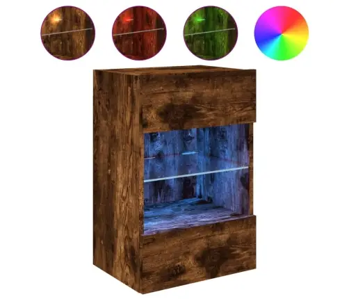 Tv Plaukti Ar Led Lampiņām, 40X30X60,5 Cm, Ozolkoka Krāsā Vidaxl