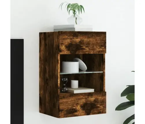 Tv Plaukti Ar Led Lampiņām, 40X30X60,5 Cm, Ozolkoka Krāsā Vidaxl