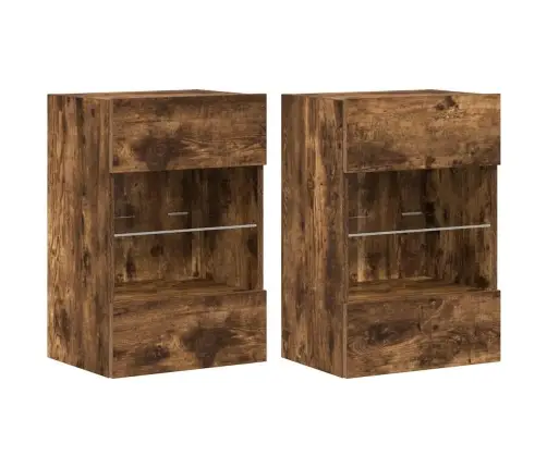 Sienas Skapīši Ar Led Apgaismojumu Televizoram, 2 Gb., 40X30X60,5Cm, Ozolkoka Krāsa Vidaxl Sienas Skapīši Ar Led Apgaismojumu Televizoram, 2 Gb., 40X30X60,5Cm, Ozolkoka Krāsa Vidaxl