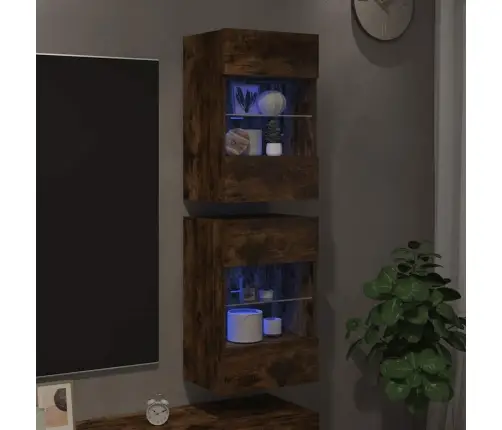 Sienas Skapīši Ar Led Apgaismojumu Televizoram, 2 Gb., 40X30X60,5Cm, Ozolkoka Krāsa Vidaxl Sienas Skapīši Ar Led Apgaismojumu Televizoram, 2 Gb., 40X30X60,5Cm, Ozolkoka Krāsa Vidaxl
