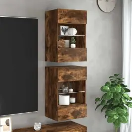 Seinakapid Led-Tuledega Teleri Jaoks 2 Tk, Suitsutamm, 40X30X60,5 Cm