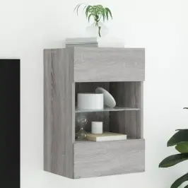 Tv Skapītis Ar Led Lampiņām, Pelēka Ozola Krāsa, 40X30X60,5 Cm Vidaxl