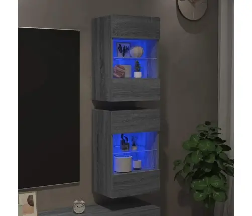 Sienas Skapīši Ar Led Apgaismojumu Televizoram, 2 Gab., 40X30X60,5 Cm, Pelēka Ozola Vidaxl Sienas Skapīši Ar Led Apgaismojumu Televizoram, 2 Gab., 40X30X60,5 Cm, Pelēka Ozola Vidaxl