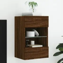 Tv Plaukti Ar Led Lampiņām, 40X30X60,5 Cm, Brūna Ozolkoka Vidaxl