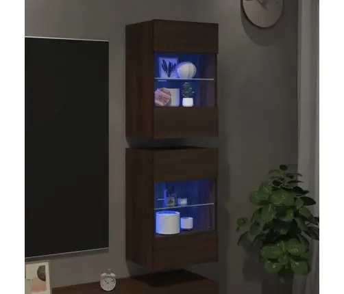 Sienas Skapīši Ar Led Apgaismojumu Televizoram, 2 Gb., 40X30X60,5Cm, Ozolkoka Krāsa Vidaxl