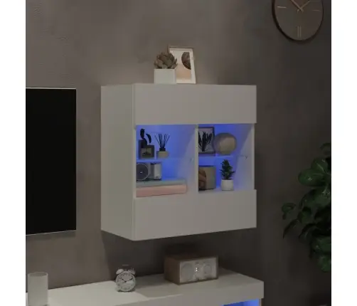 Tv Galdiņš Ar Led Lampiņām, Balti, 58,5X30X60,5 Cm Vidaxl