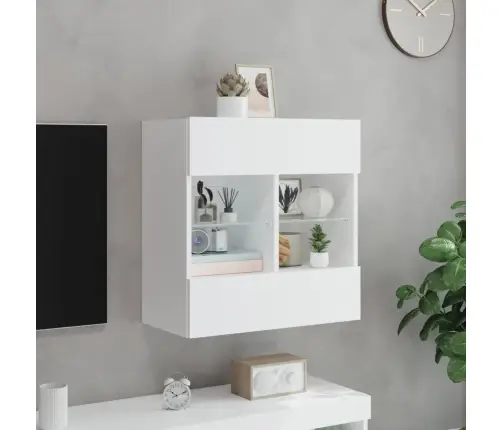 Tv Galdiņš Ar Led Lampiņām, Balti, 58,5X30X60,5 Cm Vidaxl