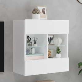 Tv Galdiņš Ar Led Lampiņām, Balti, 58,5X30X60,5 Cm Vidaxl