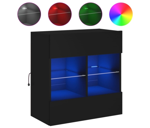 Tv Galdiņš Ar Led Lampiņām, Melni, 58,5X30X60,5 Cm Vidaxl