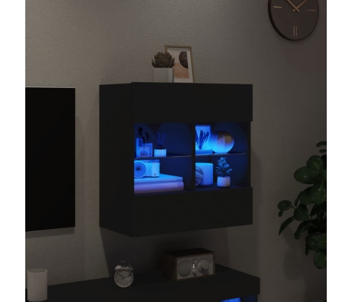Tv Galdiņš Ar Led Lampiņām, Melni, 58,5X30X60,5 Cm Vidaxl
