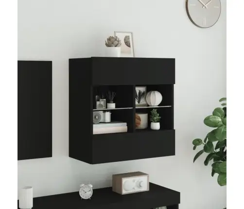 Tv Galdiņš Ar Led Lampiņām, Melni, 58,5X30X60,5 Cm Vidaxl