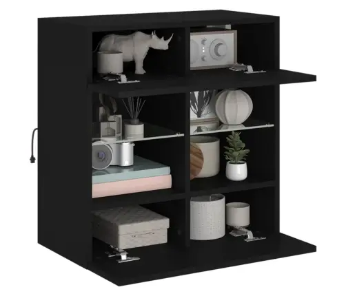 Tv Galdiņš Ar Led Lampiņām, Melni, 58,5X30X60,5 Cm Vidaxl