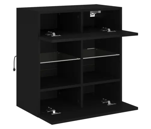 Tv Galdiņš Ar Led Lampiņām, Melni, 58,5X30X60,5 Cm Vidaxl