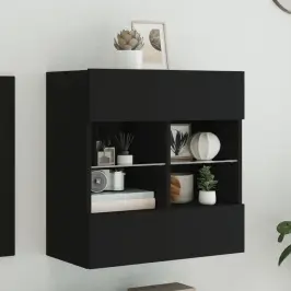 Tv Galdiņš Ar Led Lampiņām, Melni, 58,5X30X60,5 Cm Vidaxl