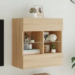 Tv Plaukts Ar Led Lampiņām, 58,5X30X60,5 Cm, Koka Krāsā Vidaxl
