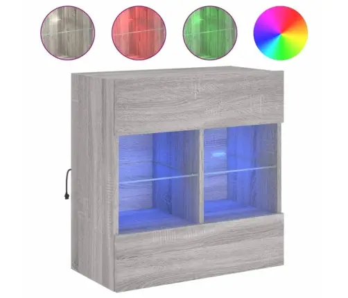 Tv Skapītis Ar Led Lampiņām, Pelēka Ozola Krāsa, 58,5X30X60,5Cm Vidaxl