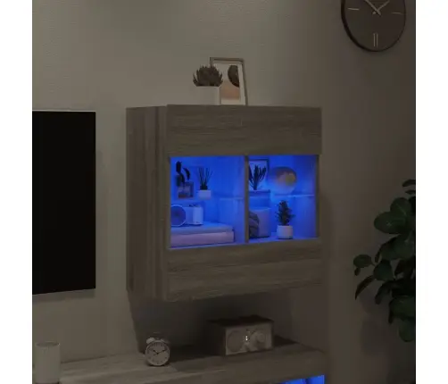 Tv Skapītis Ar Led Lampiņām, Pelēka Ozola Krāsa, 58,5X30X60,5Cm Vidaxl