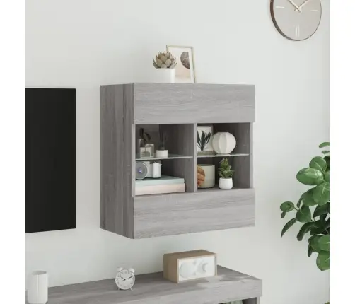 Tv Skapītis Ar Led Lampiņām, Pelēka Ozola Krāsa, 58,5X30X60,5Cm Vidaxl