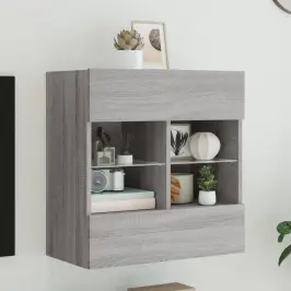 Tv Skapītis Ar Led Lampiņām, Pelēka Ozola Krāsa, 58,5X30X60,5Cm Vidaxl