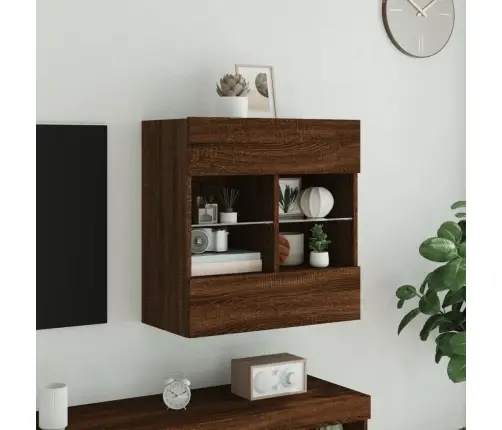 Tv Plaukti Ar Led Lampiņām, 58,5X30X60,5 Cm, Brūna Ozolkoka Vidaxl