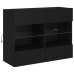 Tv Galdiņš Ar Led Lampiņām, Melni, 78,5X30X60,5 Cm Vidaxl