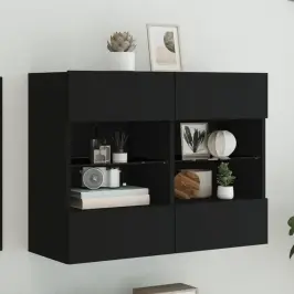 Tv Galdiņš Ar Led Lampiņām, Melni, 78,5X30X60,5 Cm Vidaxl