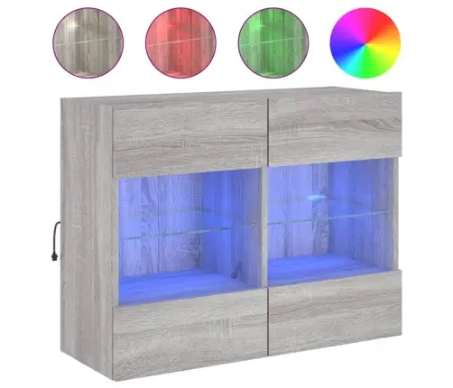 Tv Skapītis Ar Led Lampiņām, Pelēka Ozola Krāsa, 78,5X30X60,5Cm Vidaxl