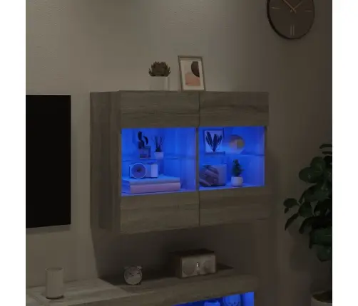 Tv Skapītis Ar Led Lampiņām, Pelēka Ozola Krāsa, 78,5X30X60,5Cm Vidaxl