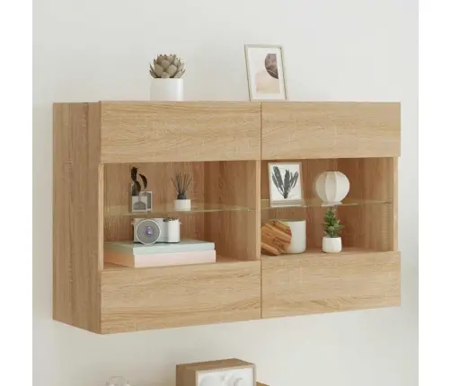 Tv Plaukts Ar Led Lampiņām, 98,5X30X60,5 Cm, Koka Krāsā Vidaxl Tv Plaukts Ar Led Lampiņām, 98,5X30X60,5 Cm, Koka Krāsā Vidaxl