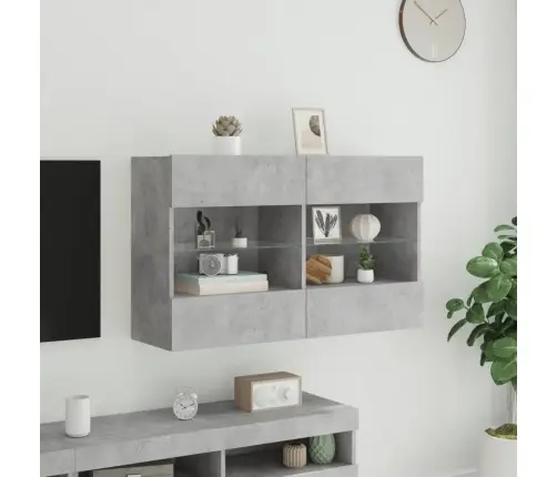 Tv Galdiņi Ar Led Lampiņām, Betona Pelēki, 98,5X30X60,5 Cm Vidaxl