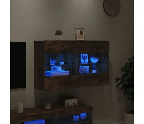 Sieninė Tv Spintelė Su Led Lemputėmis, Dūminė, 98,5X30X60,5Cm