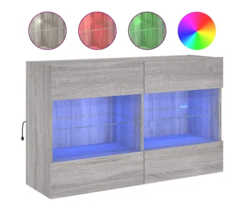 Tv Skapītis Ar Led Lampiņām, Pelēka Ozola Krāsa, 98,5X30X60,5Cm Vidaxl