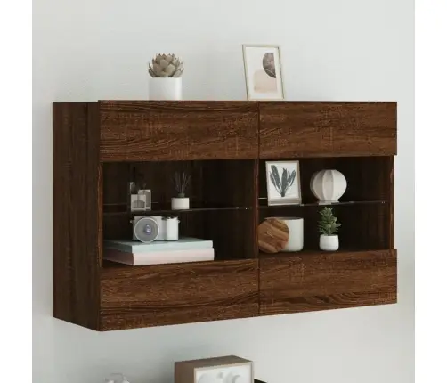 Tv Plaukti Ar Led Lampiņām, 98,5X30X60,5 Cm, Brūna Ozolkoka Vidaxl