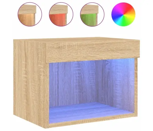 Sienas Naktsskapītis Ar Led, Ozolkoka Krāsa Vidaxl