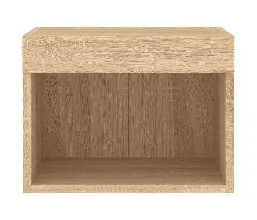 Sienas Naktsskapītis Ar Led, Ozolkoka Krāsa Vidaxl