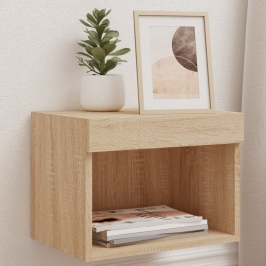 Sienas Naktsskapītis Ar Led, Ozolkoka Krāsa Vidaxl