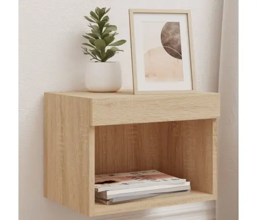 Sienas Naktsskapītis Ar Led, Ozolkoka Krāsa Vidaxl