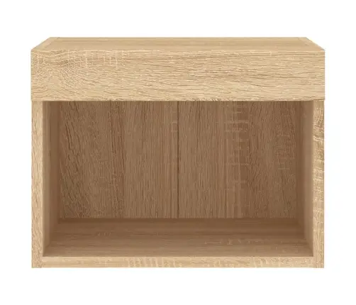 Sieninės Naktinės Spintelės Su Led Lemputėmis, 2Vnt., Ąžuolo