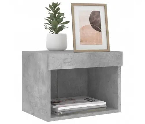 Sienas Naktsskapītis Ar Led, Betona Pelēki Vidaxl