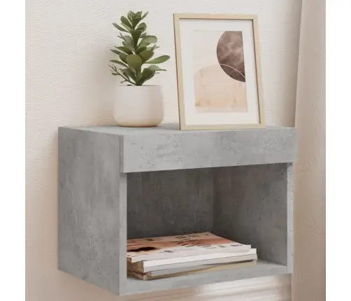 Sienas Naktsskapītis Ar Led, Betona Pelēki Vidaxl