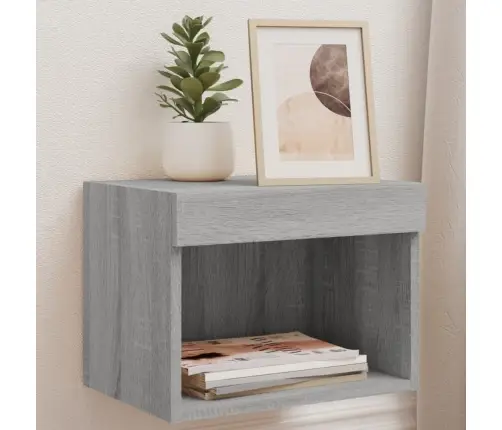 Sienas Naktsskapītis Ar Led, Pelēka Ozolkoka Krāsa Vidaxl