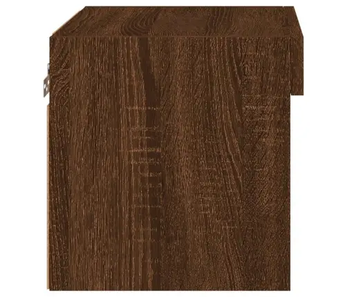 Sienas Naktsskapītis Ar Led, Brūna Ozolkoka Vidaxl