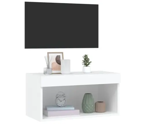 Tv Skapītis Ar Led Lampiņām, Balts, 60X30X30 Cm Vidaxl