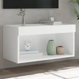 Tv Skapītis Ar Led Lampiņām, Balts, 60X30X30 Cm Vidaxl