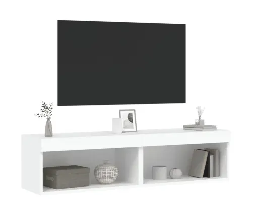 Tv Spintelės Su Led Lemputėmis, 2Vnt., Baltos, 60X30X30Cm