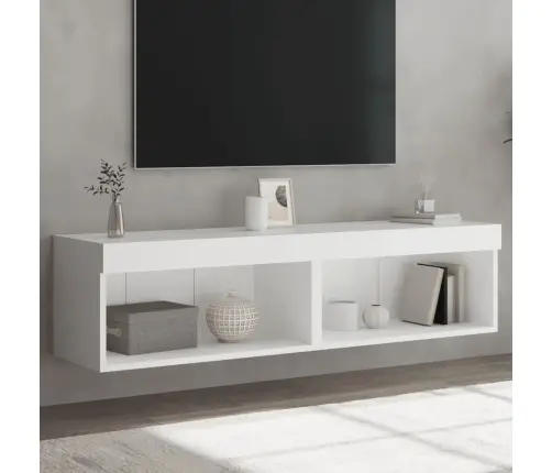 Tv Spintelės Su Led Lemputėmis, 2Vnt., Baltos, 60X30X30Cm