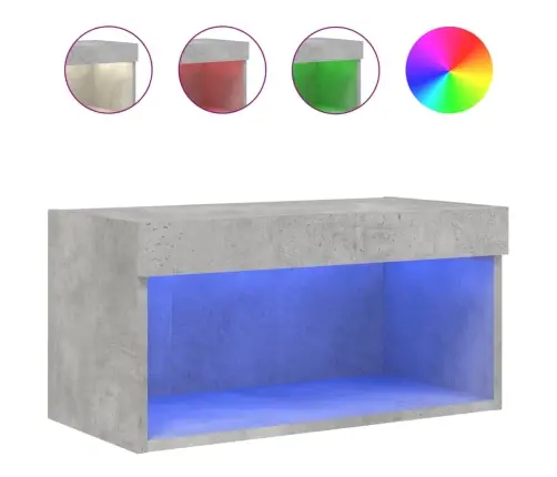 Tv Skapītis Ar Led Lampiņām, Betona Pelēki, 60X30X30 Cm Vidaxl