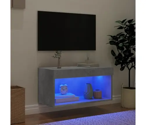 Tv Skapītis Ar Led Lampiņām, Betona Pelēki, 60X30X30 Cm Vidaxl